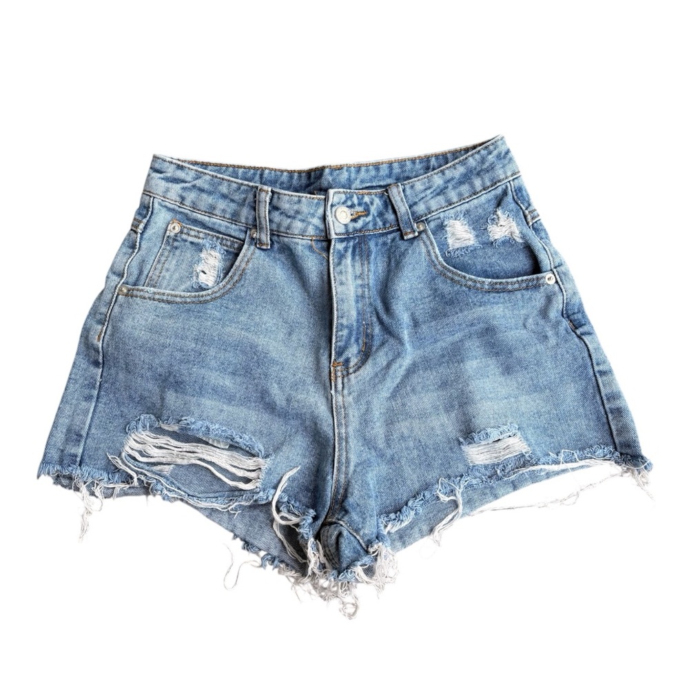 Princess Polly Blue Distressed Jean Shorts